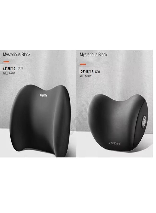 Tendula Car Headrest & Lumbar Support Cushion Kit, Ergonomic Car Seat Neck Pillow and Backseat Cushion for Driving Fatigue Relief, Driving Seat Memory Foam Neck Back Rest Pillows (BLECK) - Image 3